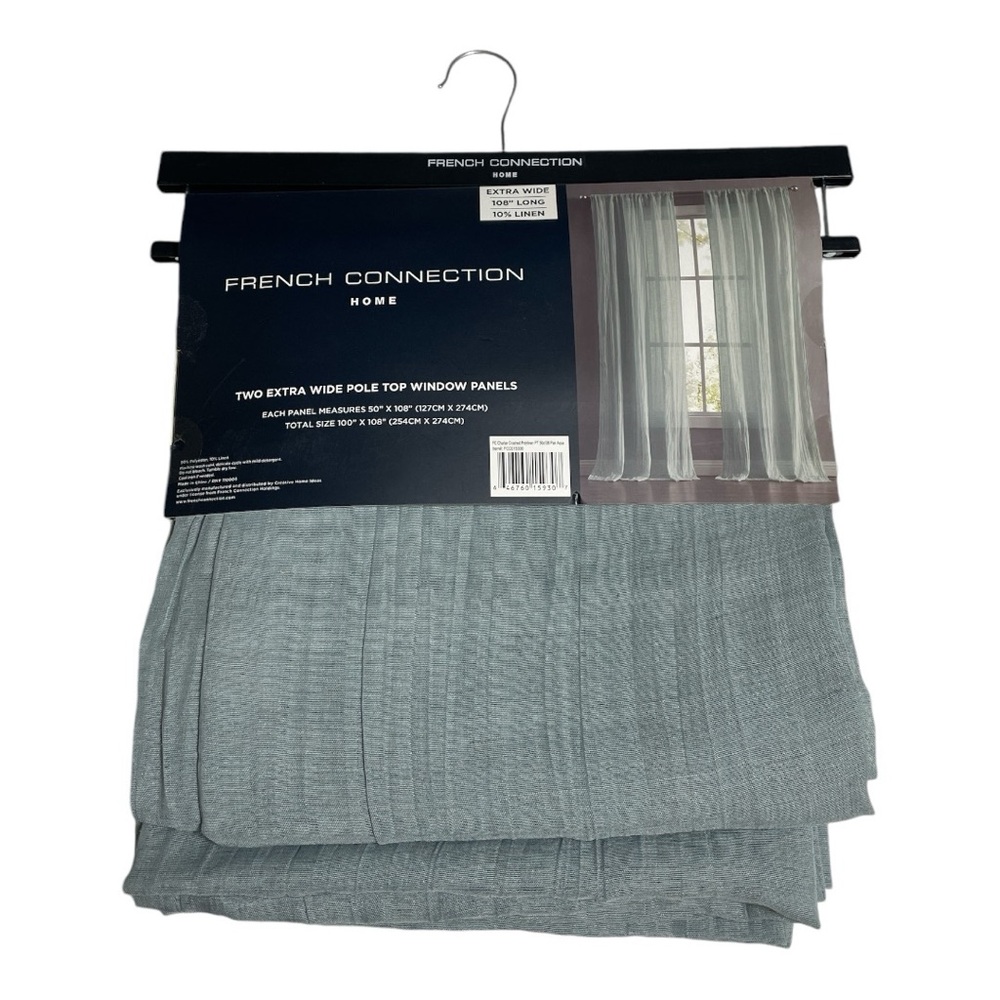 NWT French Connection Charter Crushed Polylinen Semi Sheer 2 Panels Aqua… - Picture 5 of 7